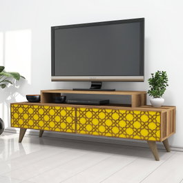 Hanah Home Soporte de TV City - Nogal y Amarillo